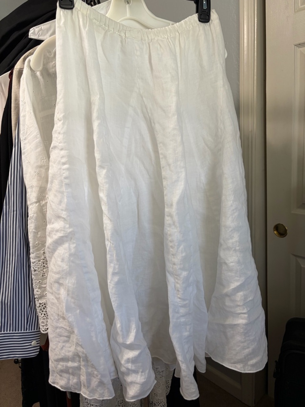 White Linen Skirt - flowy Women's Skirt
